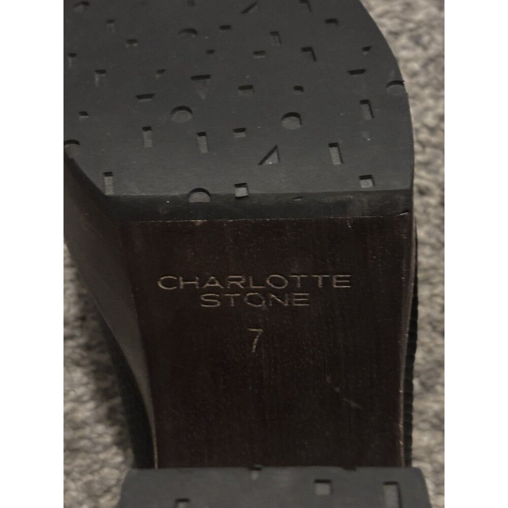Charlotte Stone Gael Platform Mary Jane Clogs Black Leather Wood Size 7 - Picture 8 of 9